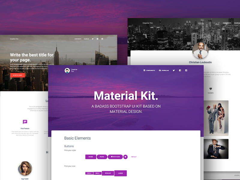 Material Kit – Free Bootstrap UI Kits