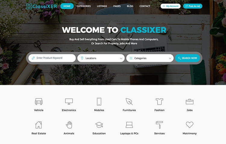 ClassiXER -Material Bootstrap Templates
