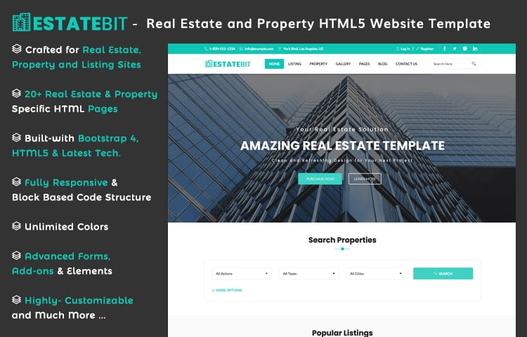 EstateBit - Real State HTML5 Website Template
