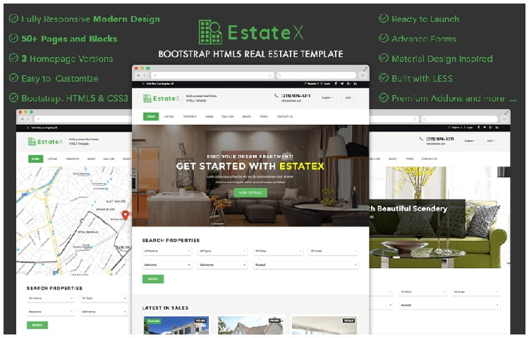 EstateX - BootStrap  Real State Template