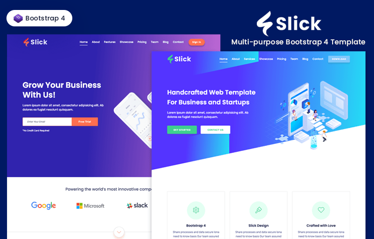 Slick - Free Bootstrap 4 template