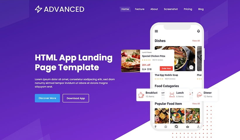 Advanced - App Landing Page Bootstrap Template