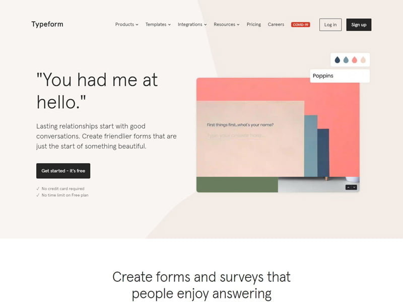 Typeform - no code tools for creating forms and surveys
